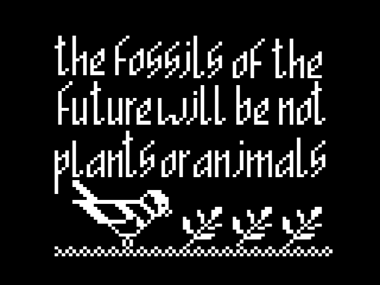 Teletext art by Raquel Mayers, from sequence: Technorouble, 2024
